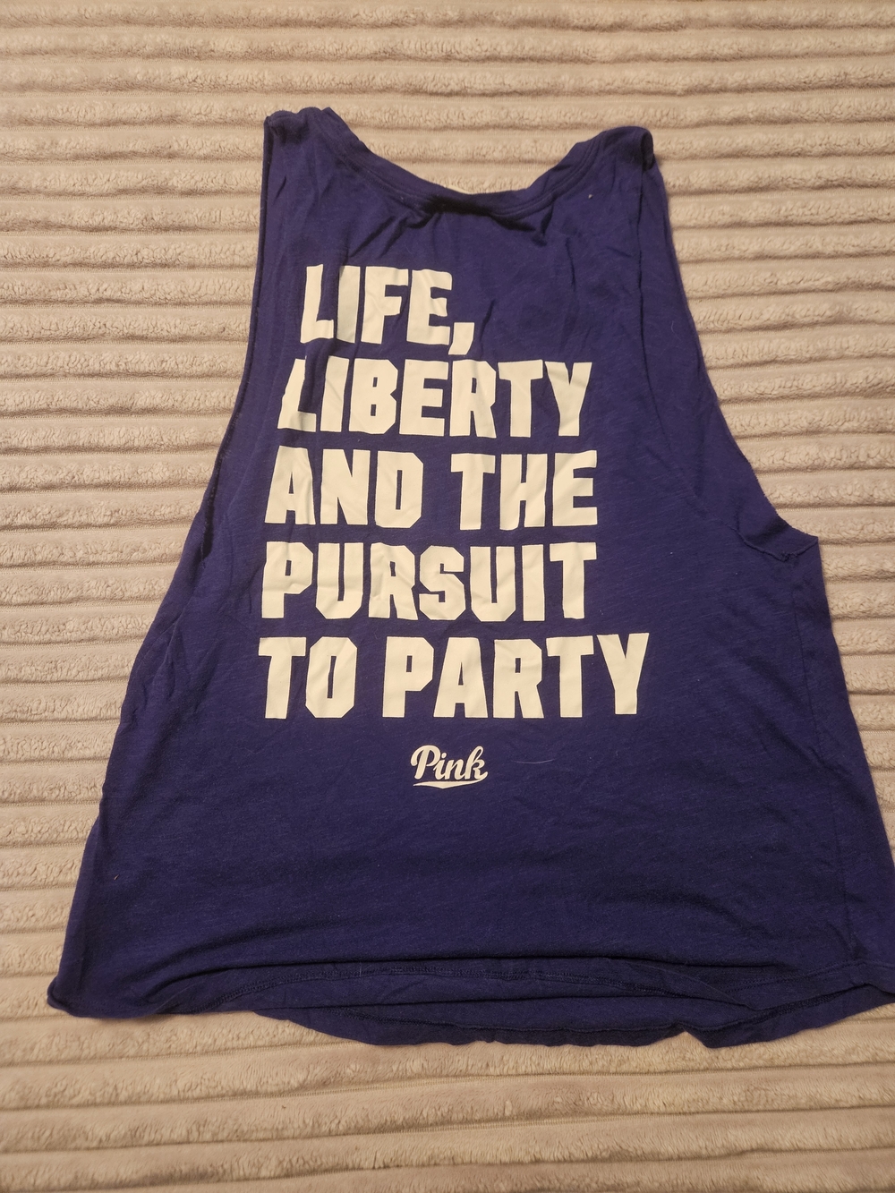 PINK Purple Graphic Tank - "Life, Liberty and the Pursuit to Party"